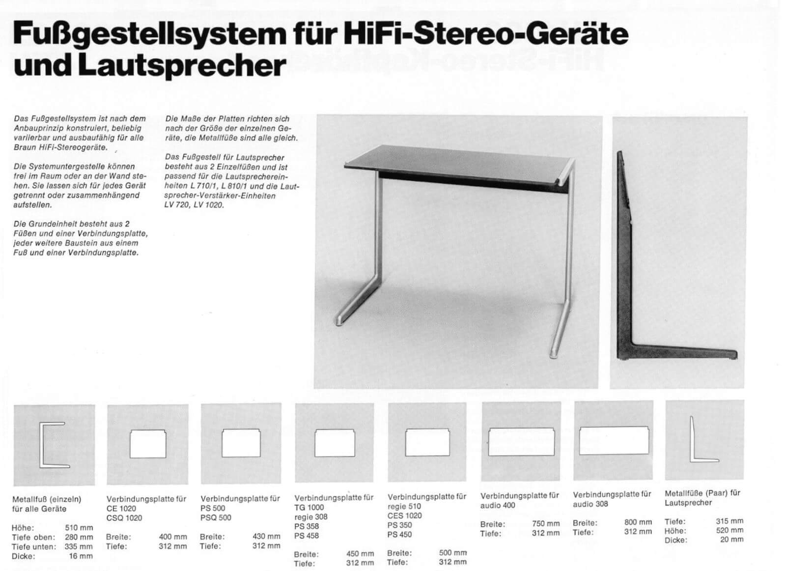 Vitsoe Hi-Fi Sidetable System Kangaroo Dieter Rams Design Braun Catalogue 1965