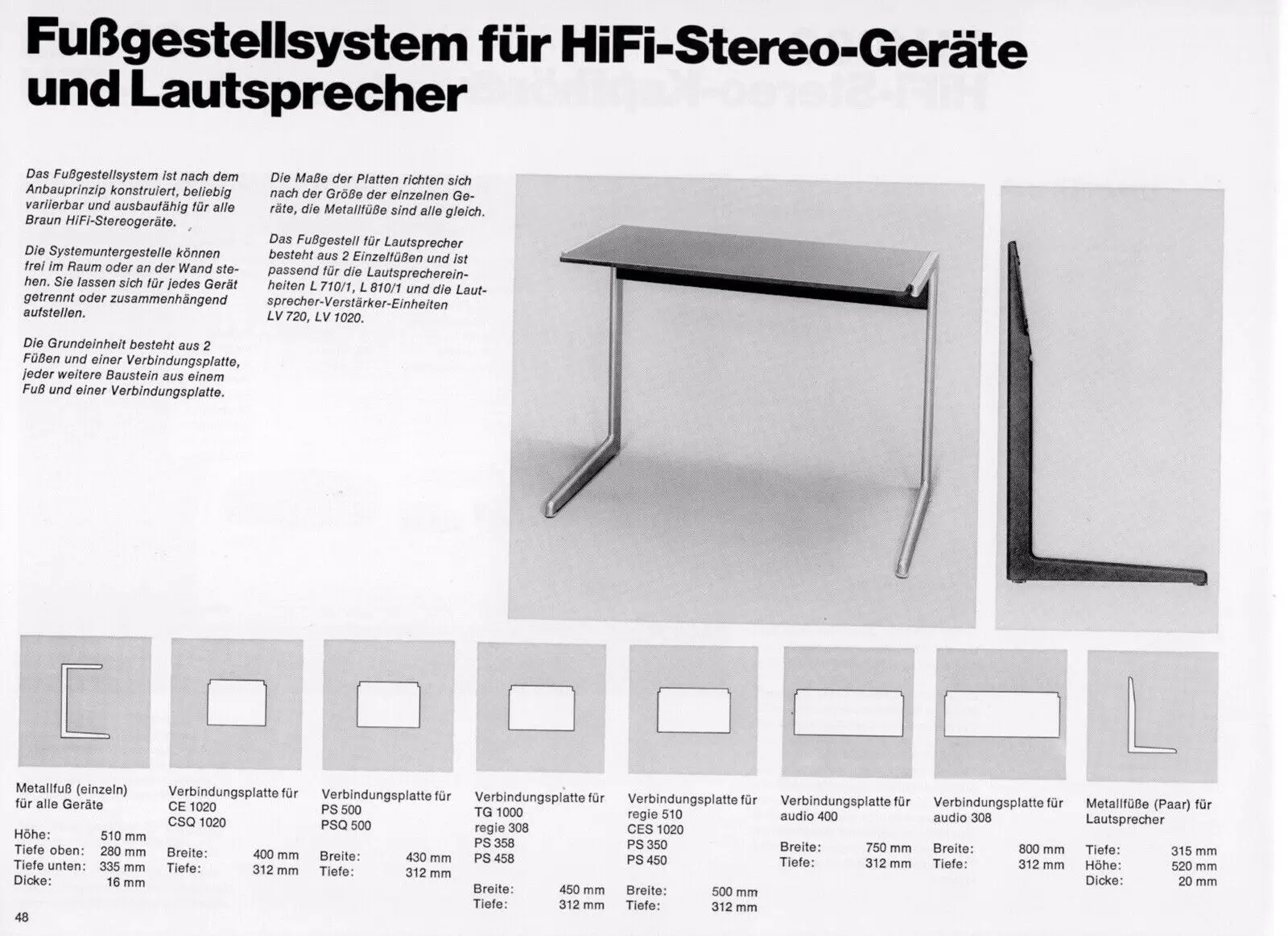 Vitsoe Hi-Fi Sidetable System Kangaroo Dieter Rams Design Braun Catalogue 1965
